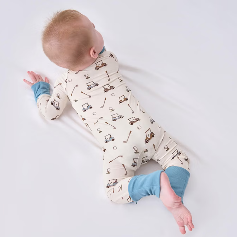 Golf Baby Convertible Zippy Romper Blue Beige, Golf Baby Romper Convertible BB0820
