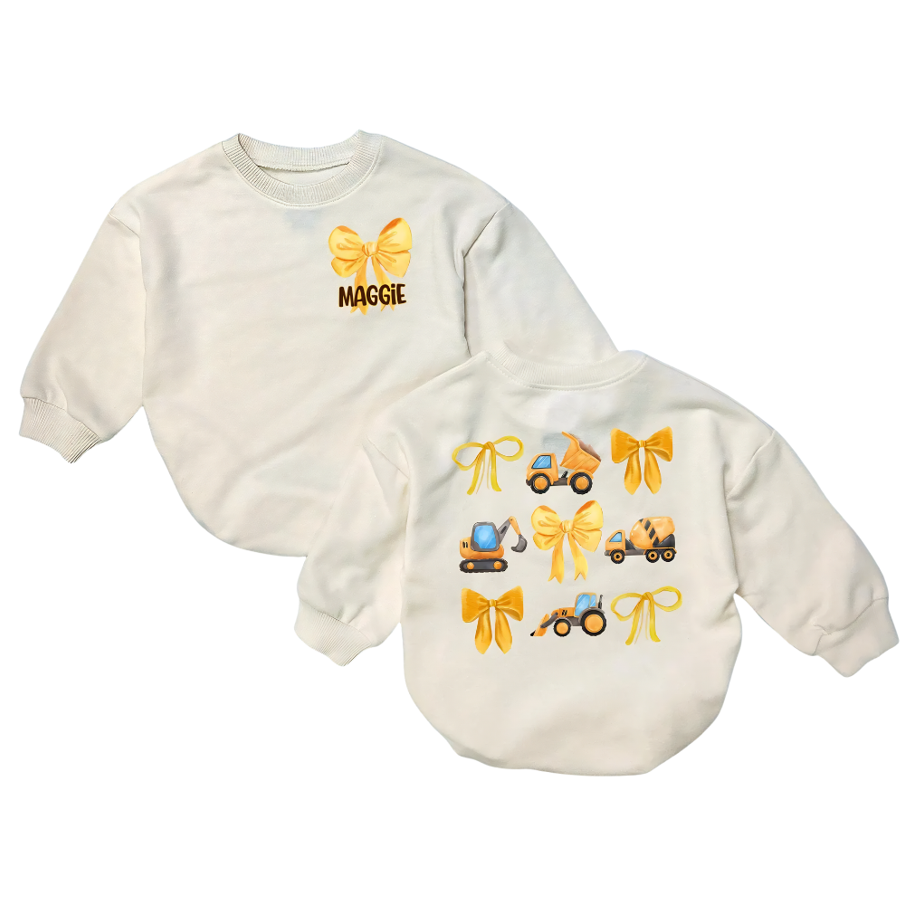 Custom Construction Baby Girl Romper Sweatshirt, Custom Construction Baby Romper Sweater BB0884
