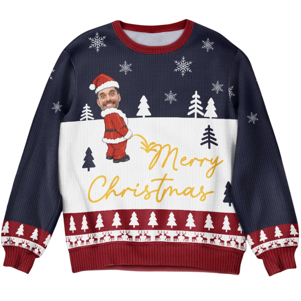 Custom Photo Funny Merry Christmas Ugly Sweater For Men, Custom Funny Xmas Sweatshirt 2D1074