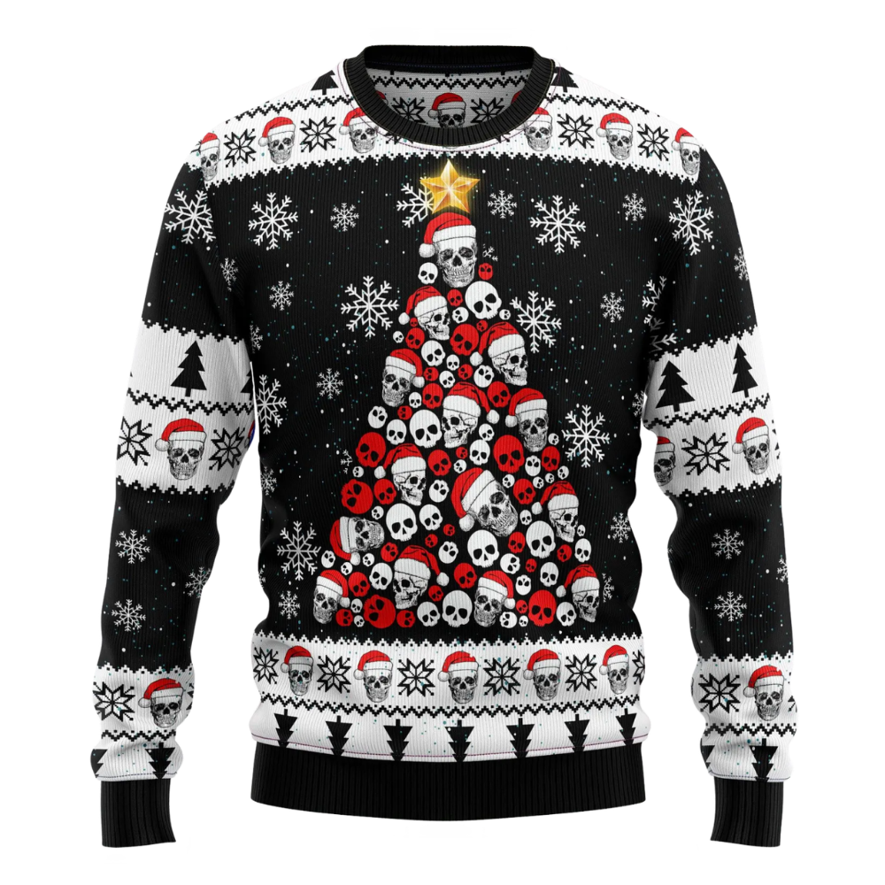 Skull Christmas Tree Ugly Sweater For Men, Skull Ugly Christmas Sweatshirt 2D1144