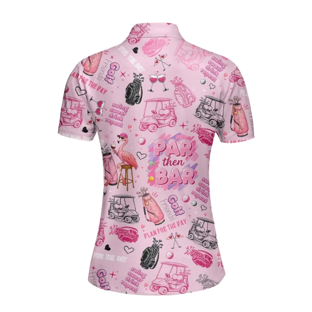 Par Then Par Flamingo Women's Golf Polo Shirt, Funny Flamingo Golf Shirts For Ladies GE0322