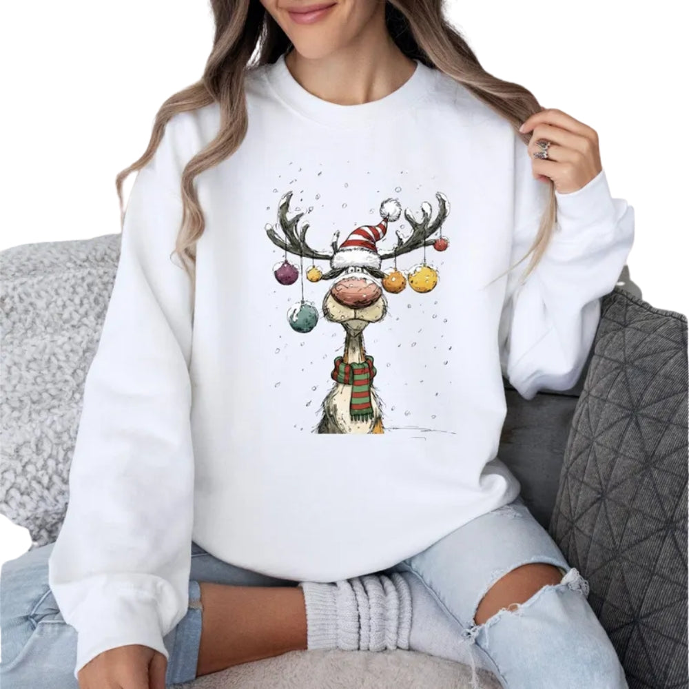 Womens Christmas Reindeer Sweatshirt, Vintage Reindeer Sweatshirt 2D0623