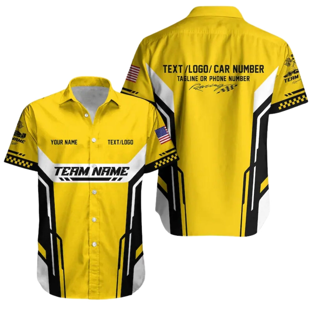 Personalized Racing Car Hawaiian Shirt, Custom Team Race Car Uniform HE0217