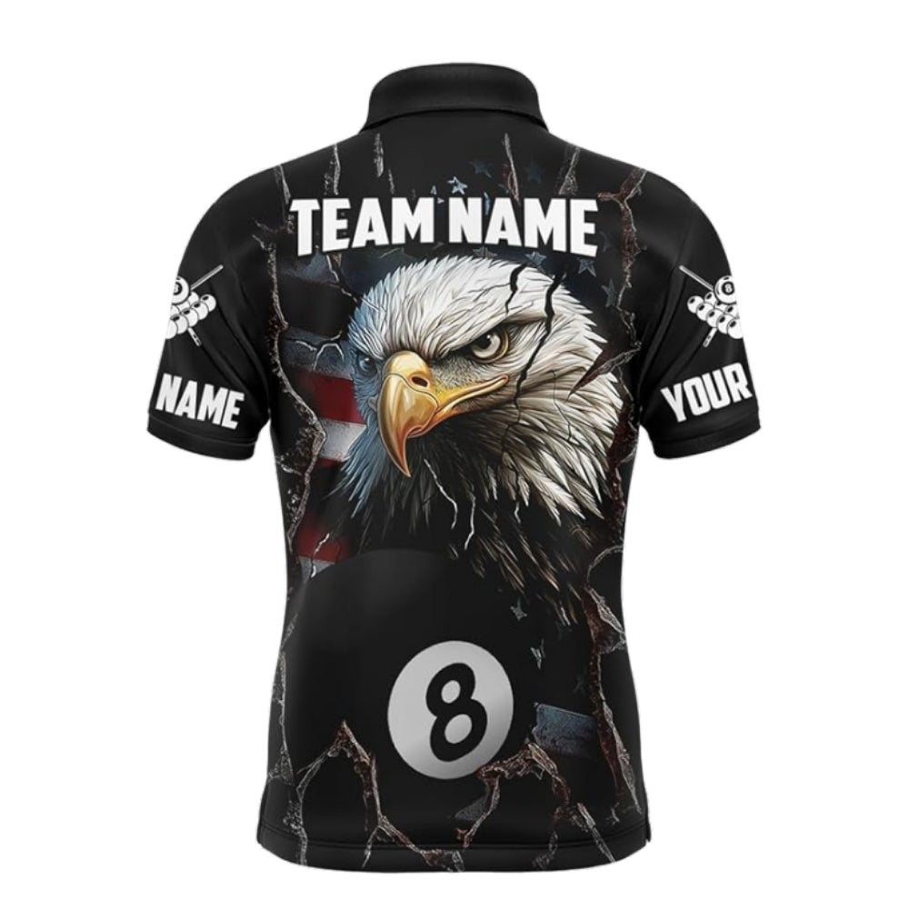 Custom American Eagle 8 Ball Polo Shirt For Mens, Custom Eagle Patriotic Billiard Team Shirts BIZ0259