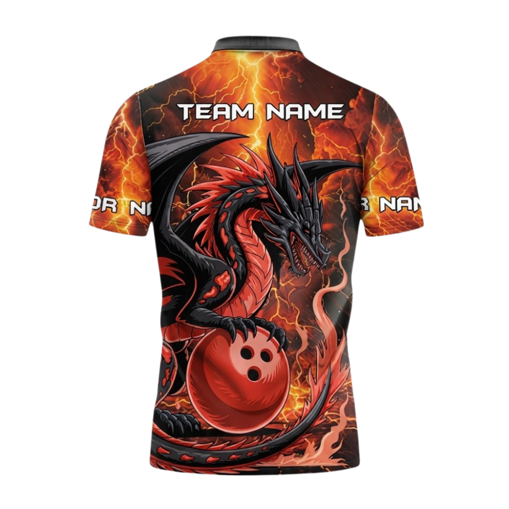 Custom Dragon Thunder Bowling Polo Shirts Mens, Custom Dragon Bowling Shirts For Team BZ1050