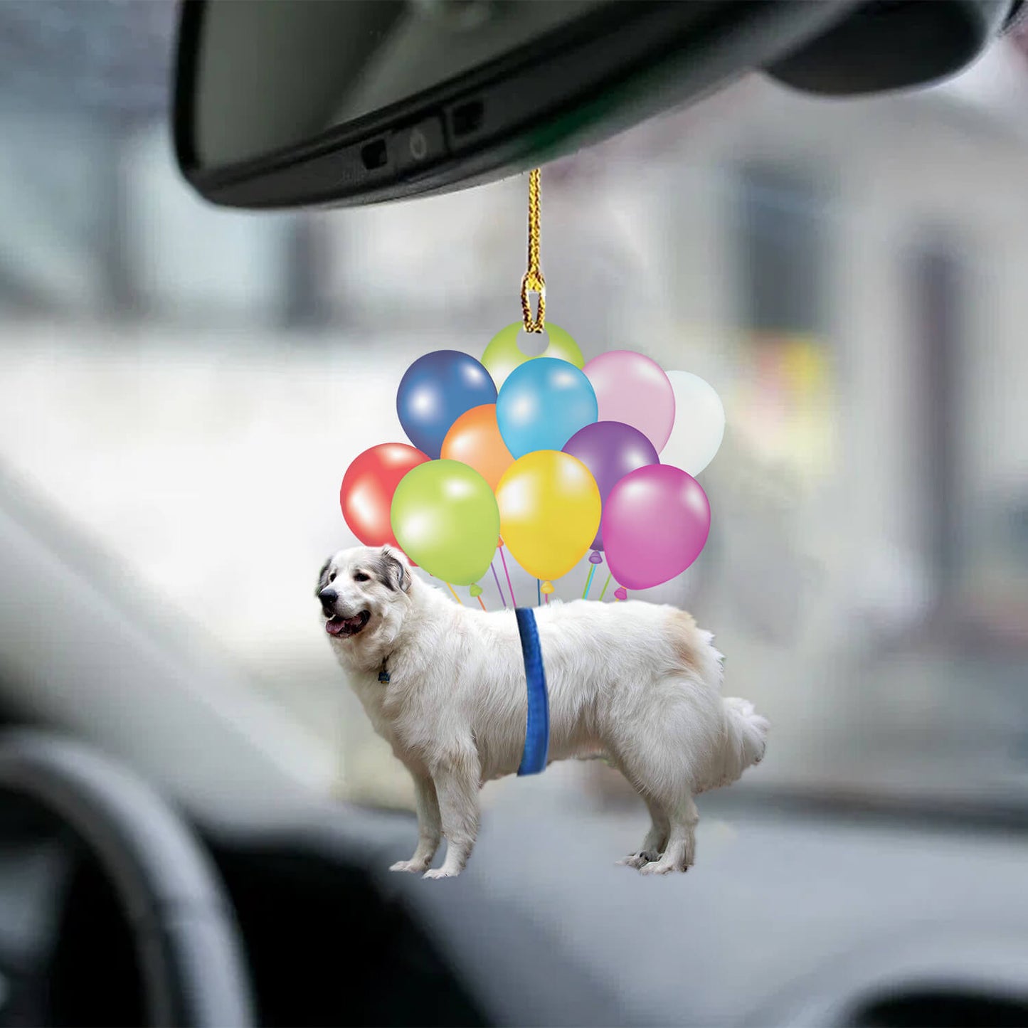 Balloon Dog Ornament Great Pyrenees Fly With Bubbles Car Hanging Ornament Lasfour OO0840