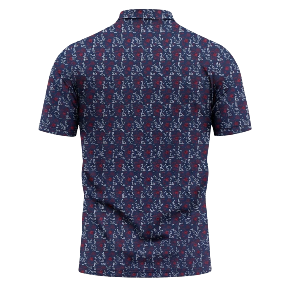 1776-2026 White Red Navy Pattern Golf Mens Polo Shirt, Independence Day Golf Shirts GE0550
