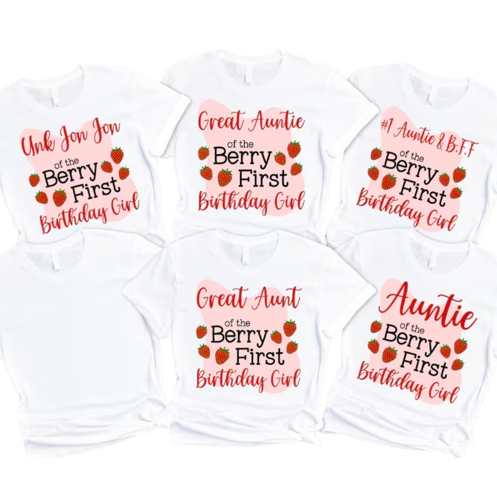 It's My Berry First Birthday Custom Matching 1st Birthday Family T Shirts, Personalized First Birthday Strawberry Shirts For Family ET0360
