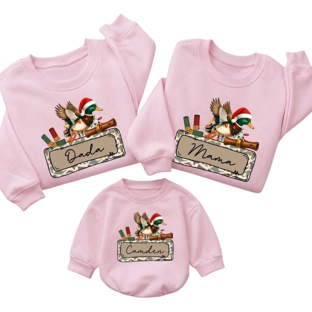 Mallard Duck Christmas Custom Family Sweatshirt Matching, Custom Duck Hunting Xmas Sweatshirt For Family ET1702