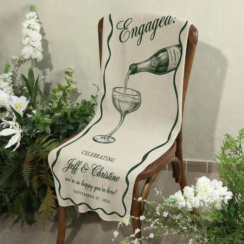 They're Engaged Personalized Fabric Welcome Banner, Custom Engagement Party Welcome Signs WD0399