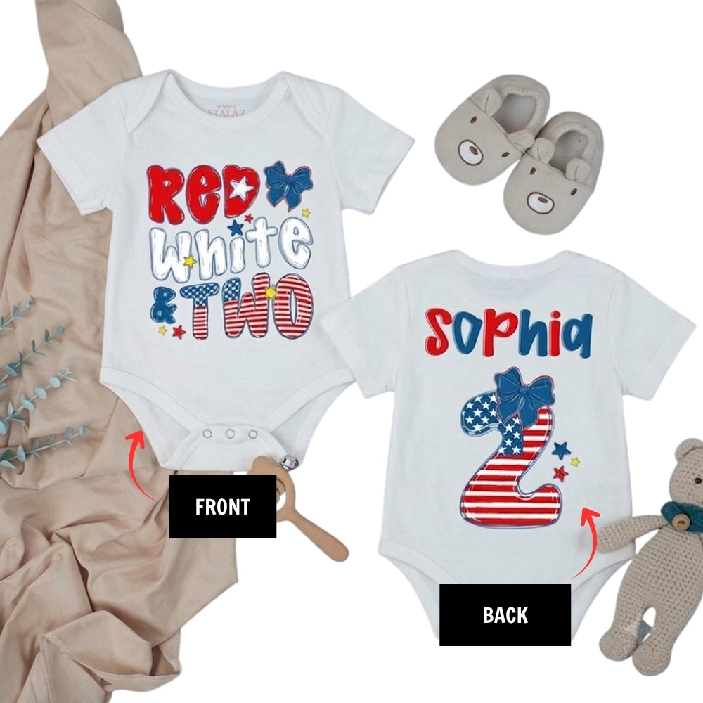 Red White Two Red White Dad Mom Custom 2nd Birthday 4th of July Family Shirt, Custom 2nd Birthday Patriotic Matching Family Shirts ET1073