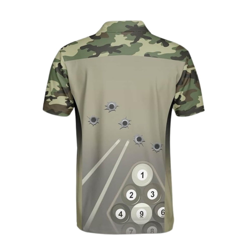 Custom Camo 9 Ball Billiard Polo Shirts For Mens, Custom Camouflage Billiard Shirts BIZ0258