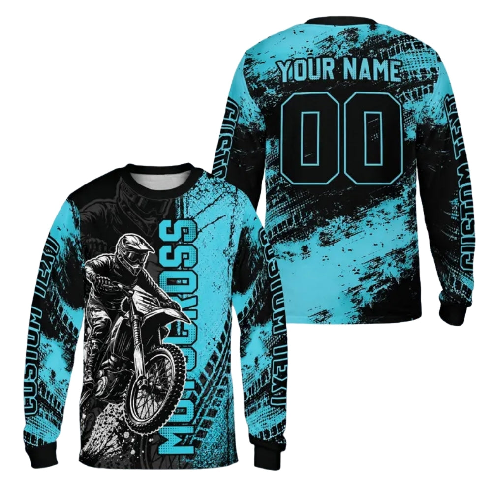 Custom Orange Grunge Black Motocross Long Sleeve Jersey For Men, Custom Dirt Bike Jersey ME0059