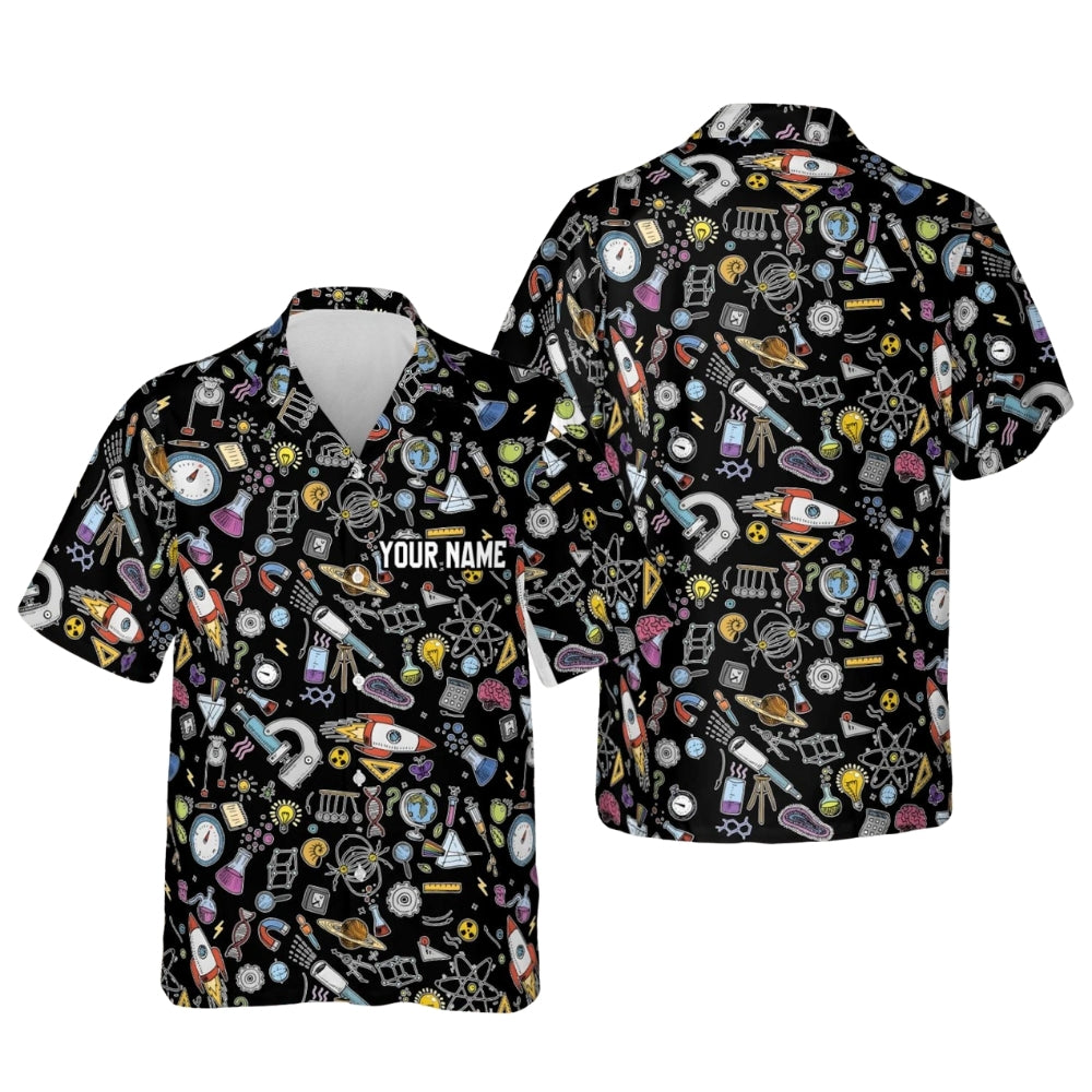 Custom Name Science Teacher Hawaiian Shirt Men And Women, Custom Scientists Science Lover Hawaiian Shirts HE0081