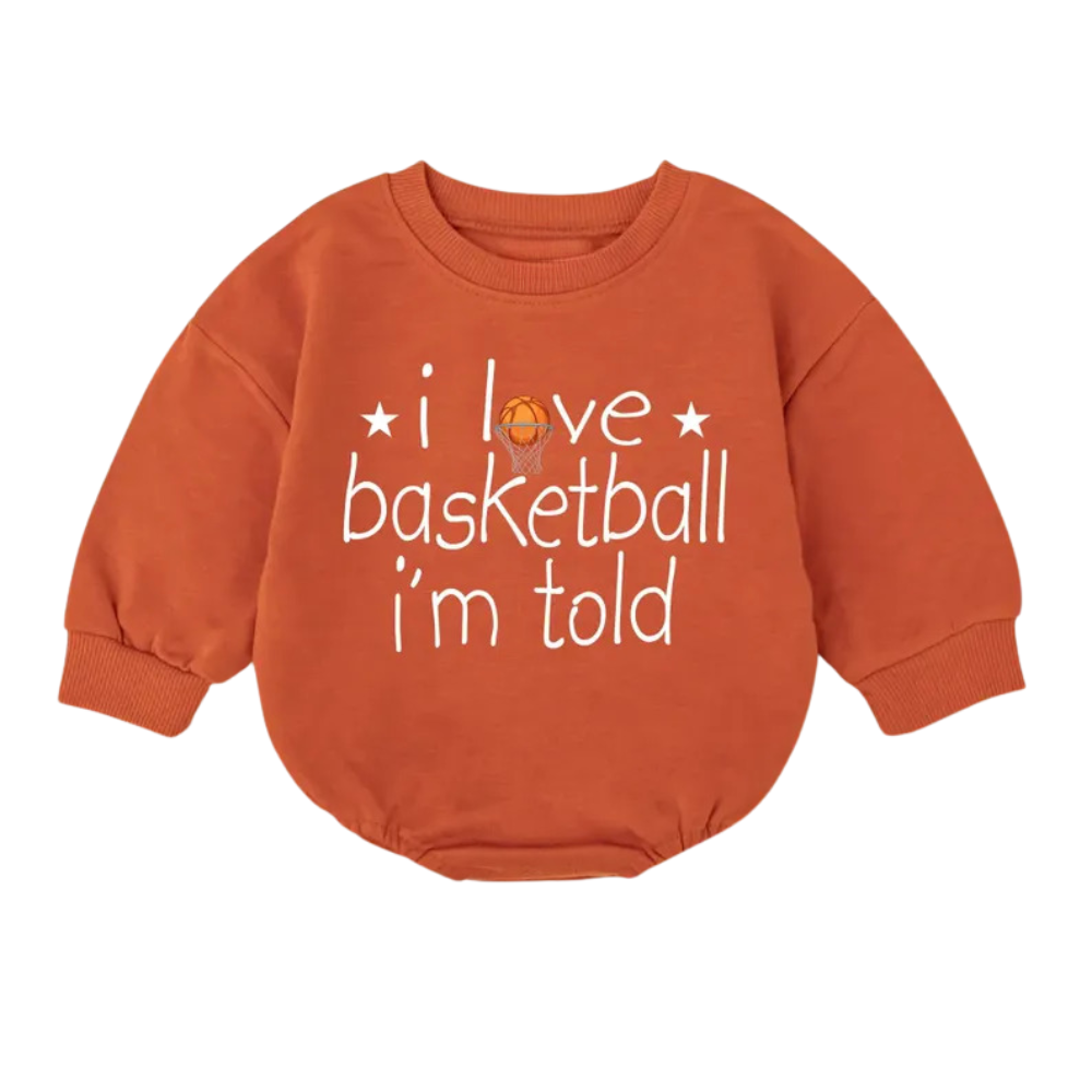 I Love Basketball I'm Told Baby Romper Sweatshirt, Basketball Romper Sweatshirt For Baby BB0599