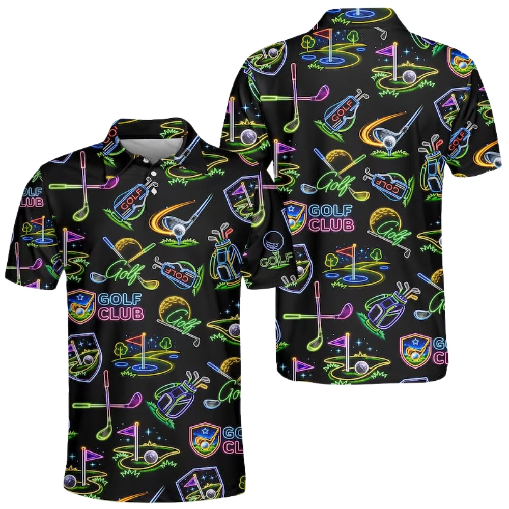 Neon Golf Club Polo Shirt For Men, Men's Club Golf Shirts GE0325