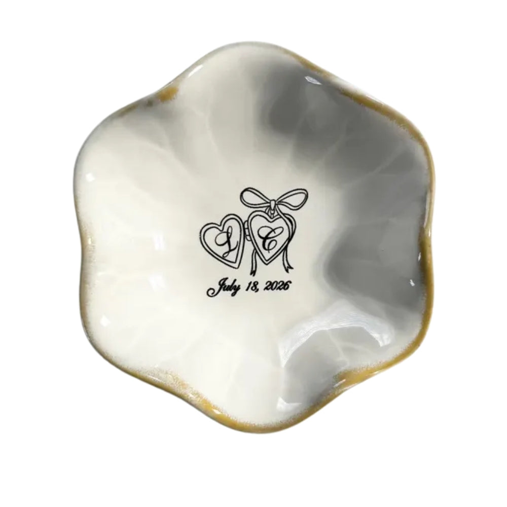 Personalized Wedding Engagement Ring Dish For Bride, Custom Bridal Shower Jewelry Dish WD0254