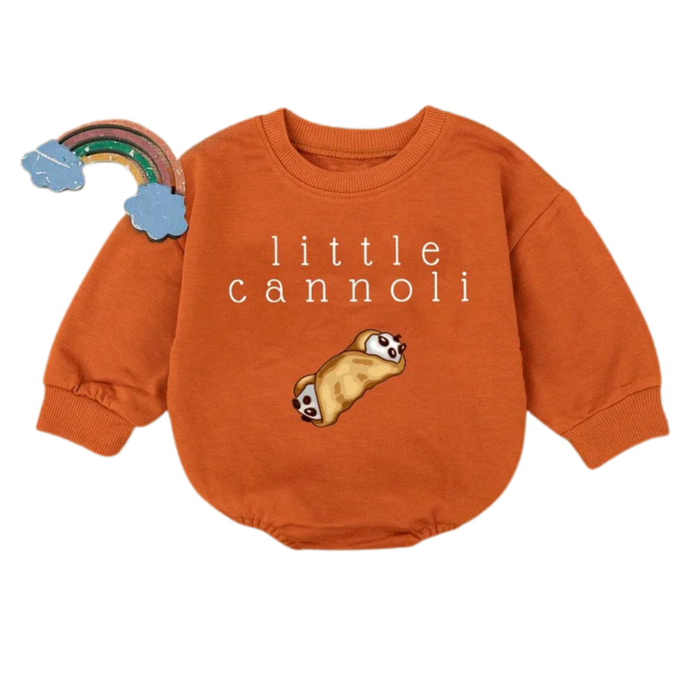 Little Cannoli Baby Romper Sweatshirt, Cannoli Baby Romper Sweater BB0469