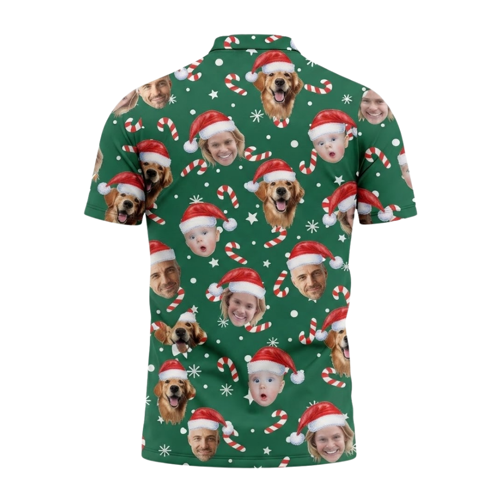 Custom Photo Christmas Golf Mens Polo Shirt, Custom Face Christmas Golf Shirt GZ0341