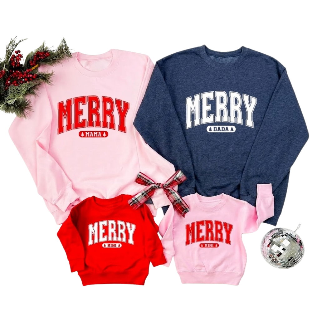 Personalized Merry Christmas Matching Family Sweatshirt, Custom Xmas Family Sweatshirts ET1283