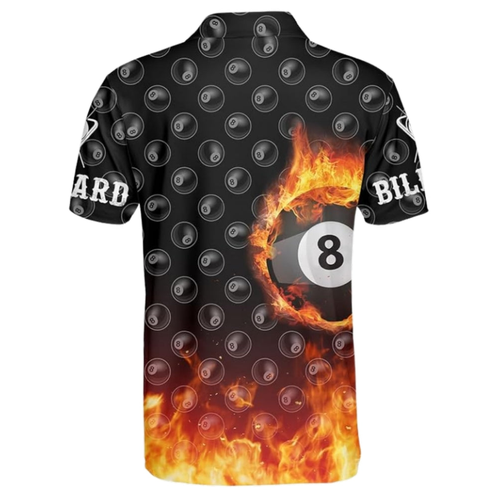 Custom Flaming 8 Ball Billiard Men Polo Shirt, Custom Flame Billiard Team Shirts BIZ0229
