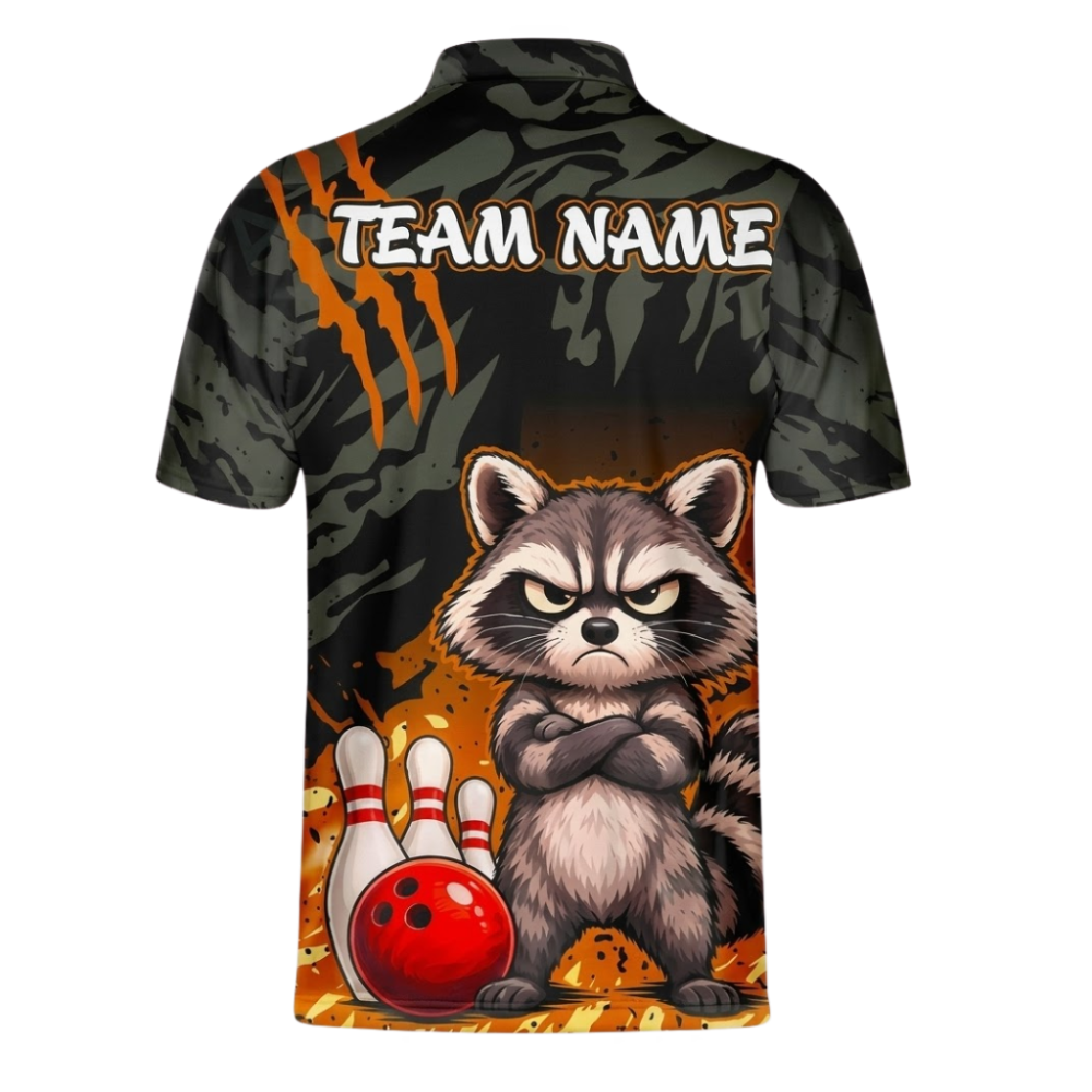 Custom Raccoon Black Camo Bowling Mens Jersey Shirts, Custom Raccoon Bowling Team Shirts BZ1078