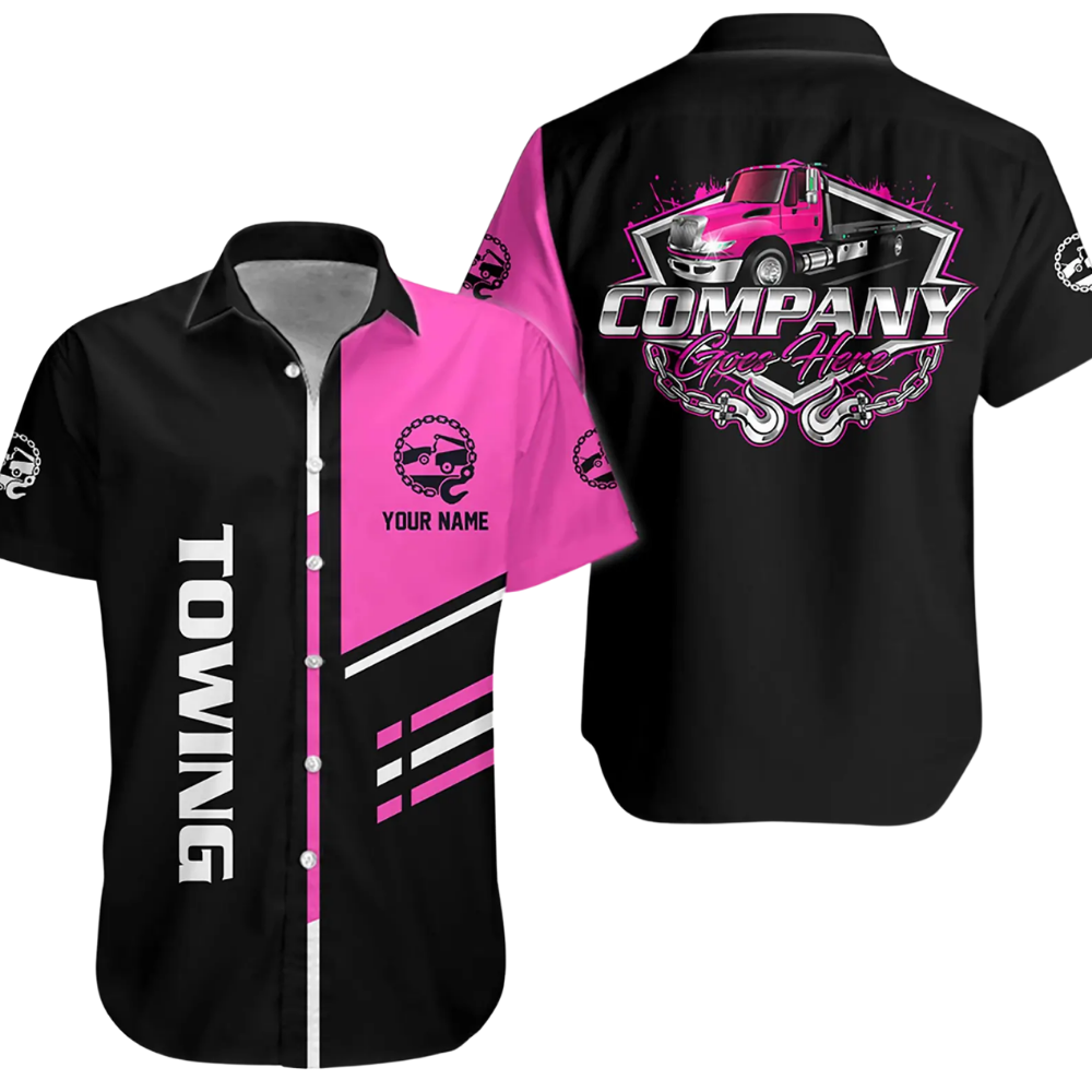 Custom Tow Truck Company Hawaiian Shirt Men, Personalized Truck Mechanic Uniforms HE0676