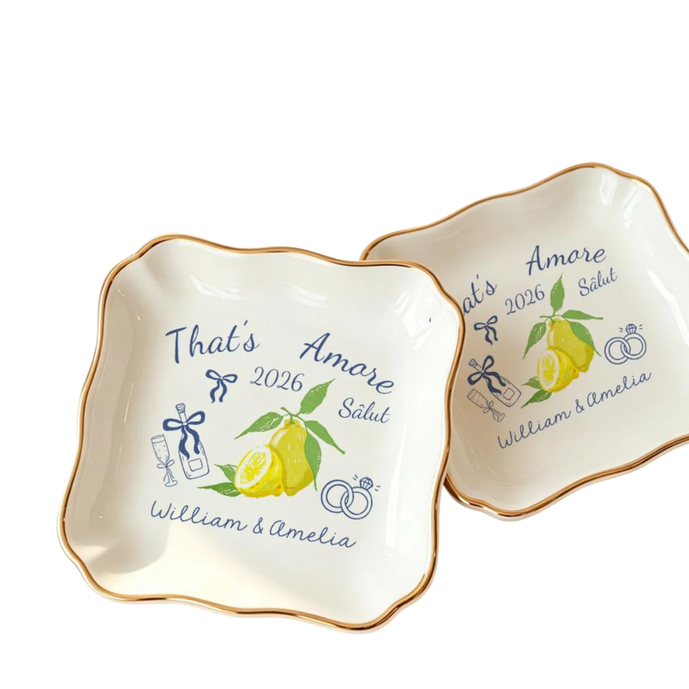 That's Amore Lemon Custom Engagement Ring Dish, Custom Lemon Engagement Jewelry Dish WD0477