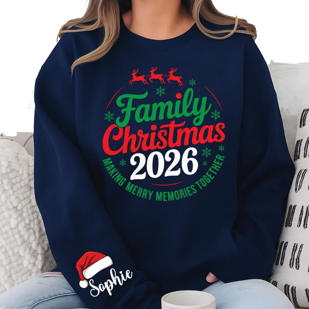 Making Merry Memories Together Custom Family Xmas Sweatshirt Matching, Custom Christmas Family Sweater ET1677