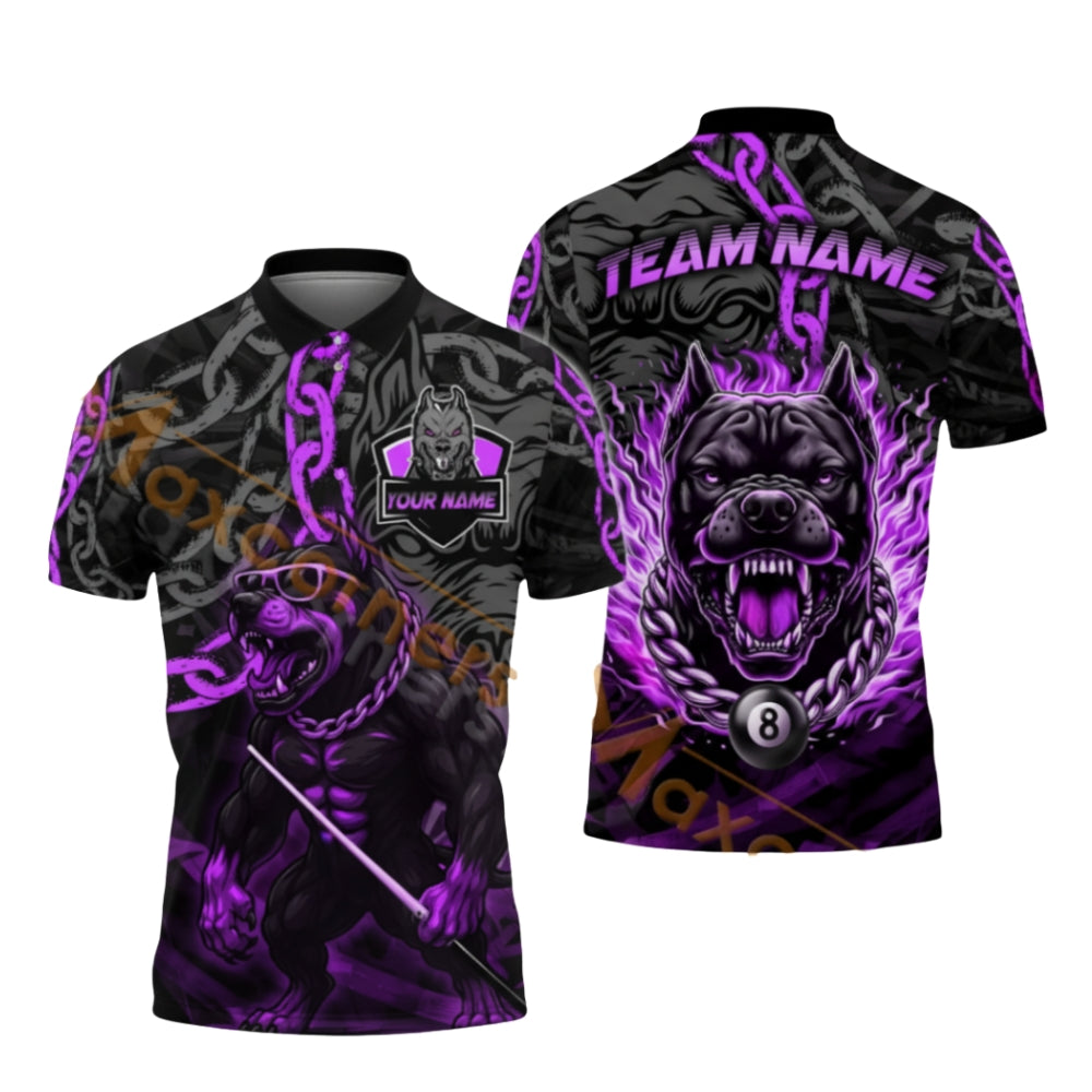 Custom Pitbull 8 Ball Billiard Men's Polo Shirts, Custom Pitbull Billiard Shirts For Team BIZ0271