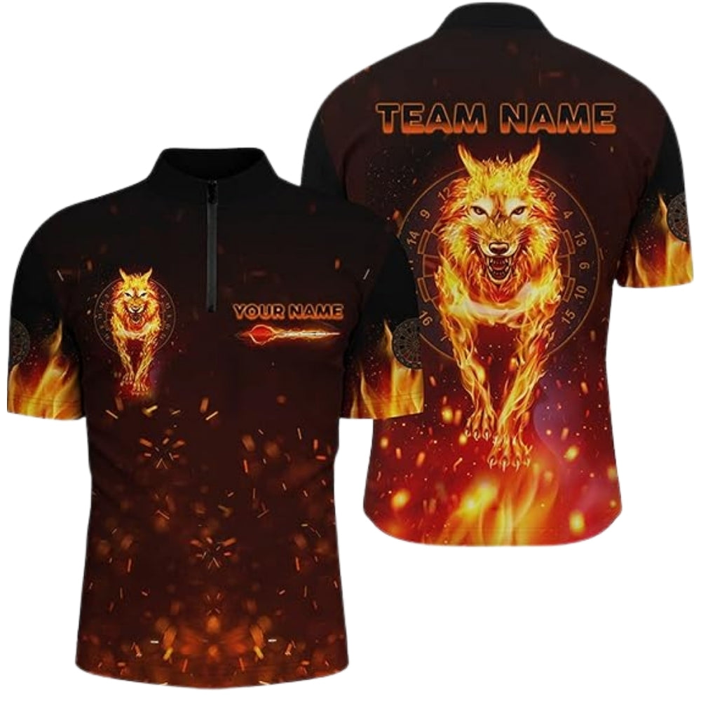 Custom Flaming Wolf Darts Jersey For Mens, Custom Wolf Darts Team Shirts DZ0027