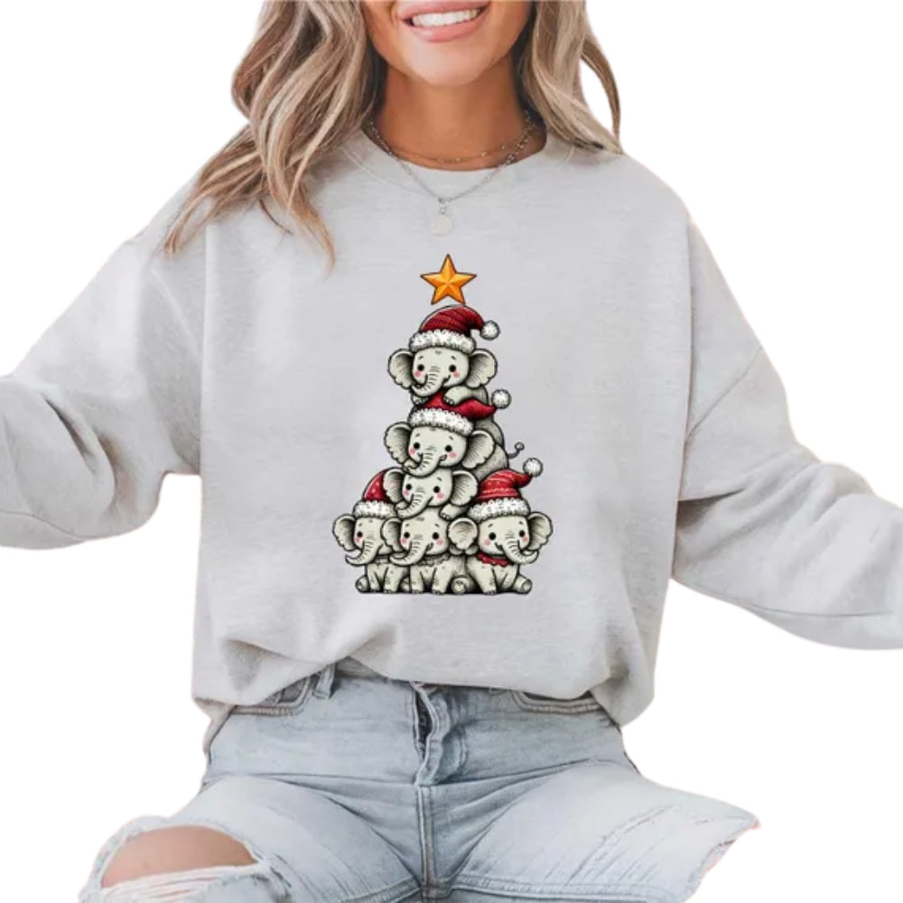 Elephants Christmas Tree Sweatshirt, Christmas Elephant Lover Sweatshirt 2D0630