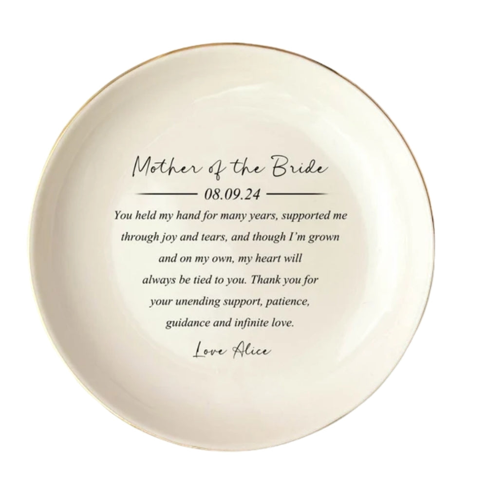 Personalized Mother Of The Bride Ring Dish, Custom Wedding Jewelry Dish For Mother Of The Bride WD0244