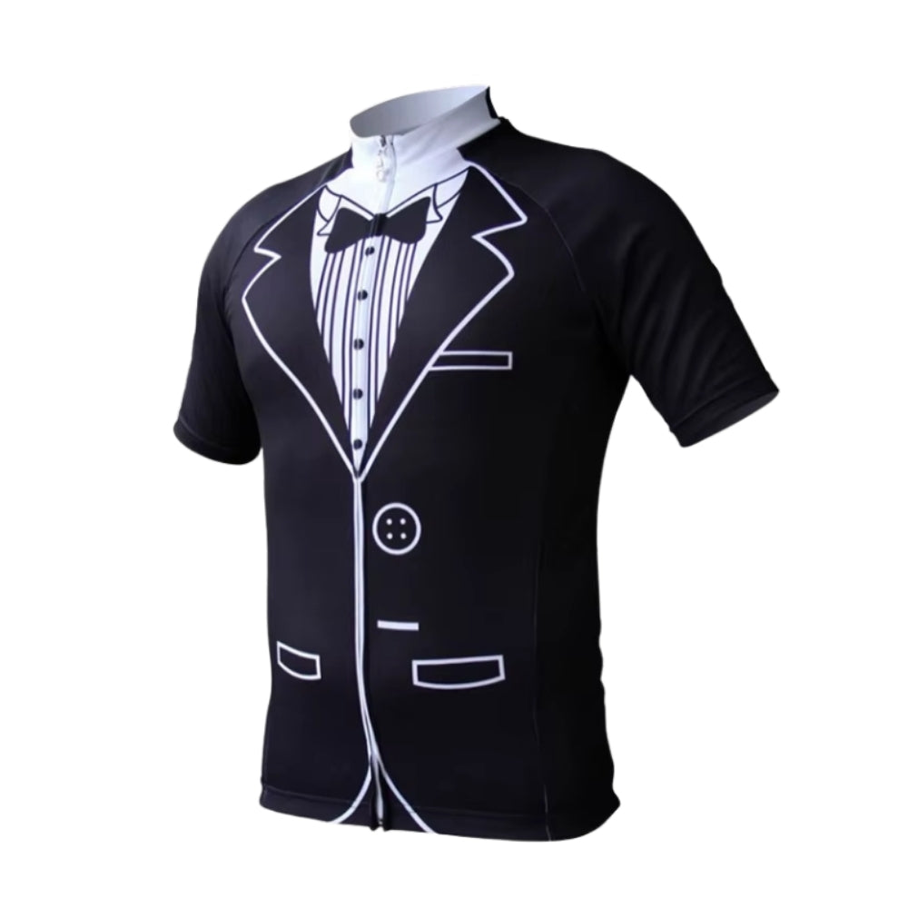 Tuxedo Black And White Cycling Short Sleeve Jersey Mens, Tuxedo Cycling Jersey CZ0144