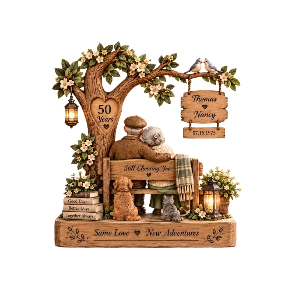 Still Choosing You Custom 50th Wedding Anniversary Layer Wooden Block, Personalized 50 Years Wedding Keepsake Wooden Plaque WD0889