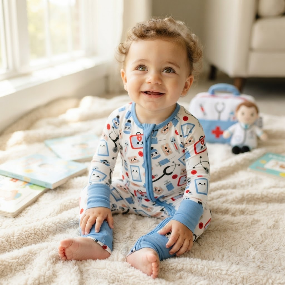 Medical Blue Baby Convertible Zippy Romper, Medical Baby Romper Convertible BB0891