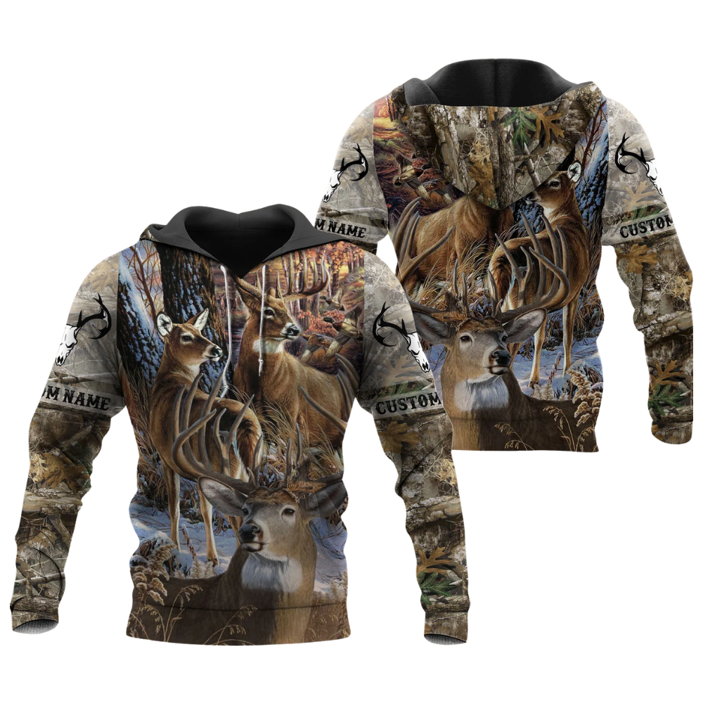 Custom Deer Hunting Forest Hoodie 3D Printed, Custom Deer Hunter Hoodie 2D1269