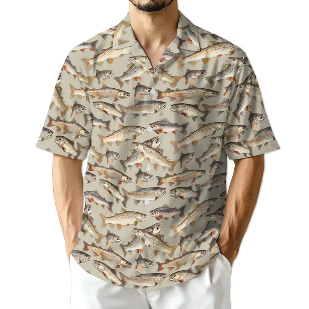 Trout Fish Hawaiian Shirt Men And Women, Trout Fishing Lover Hawaiian Shirts HE0157