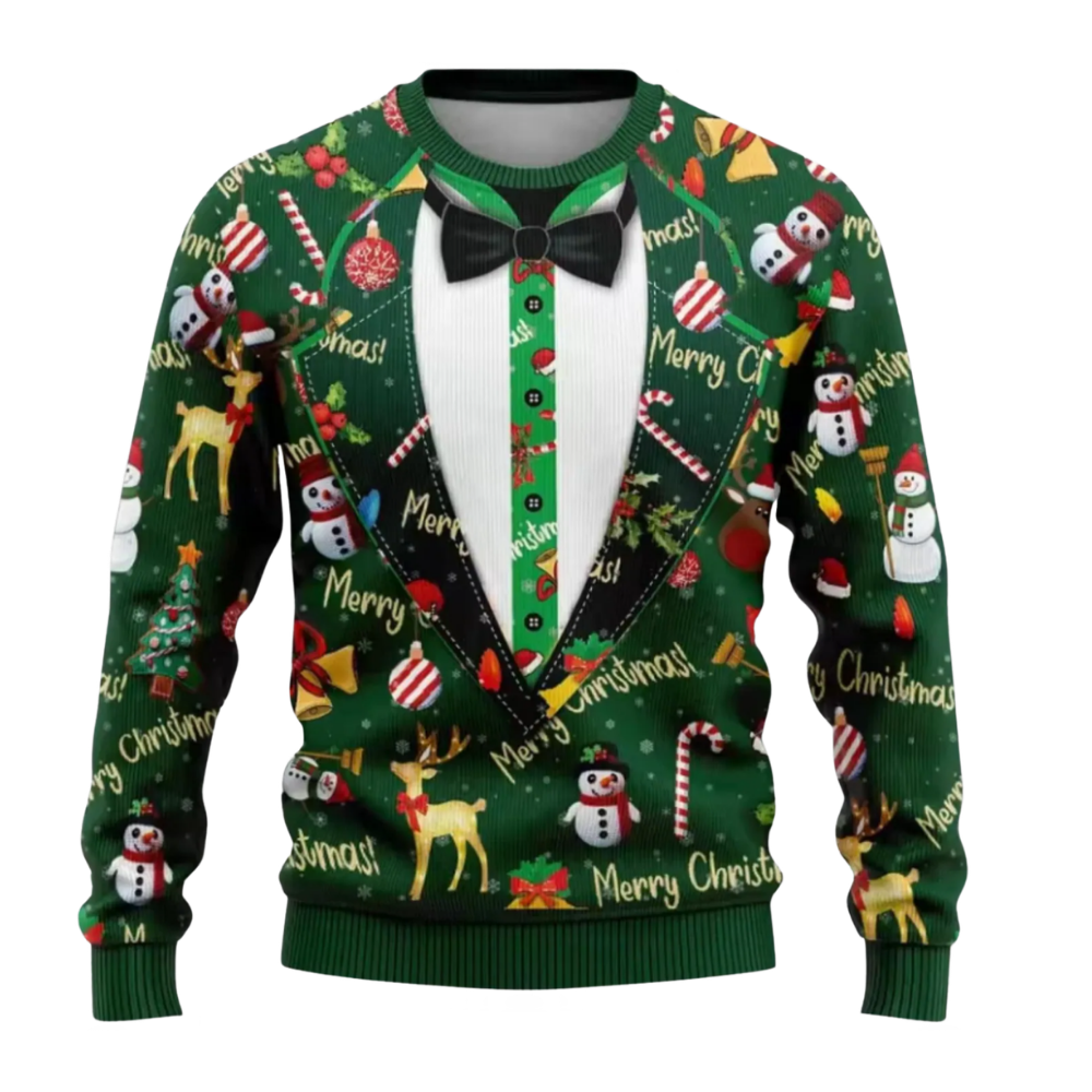 Tuxedo Green Ugly Christmas Sweatshirt, Funny Christmas Ugly Sweater 2D1156