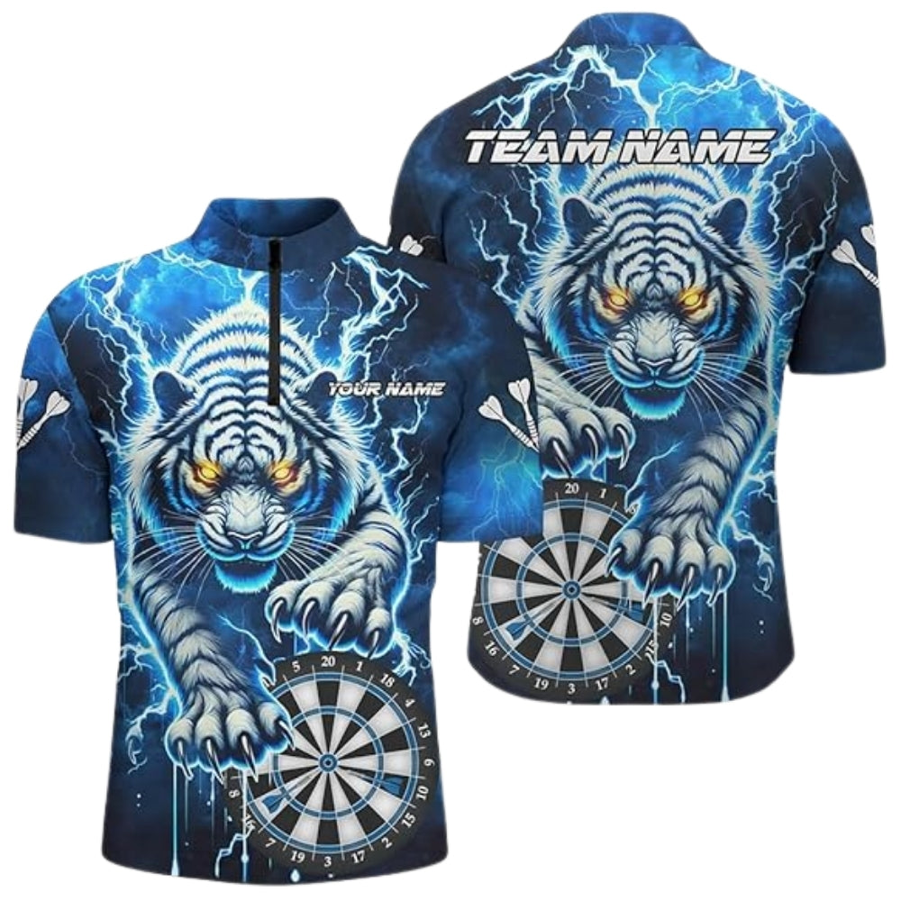 Custom Blue Tiger Dart Mens Jersey, Custom Tiger Darts Team Shirts DZ0035