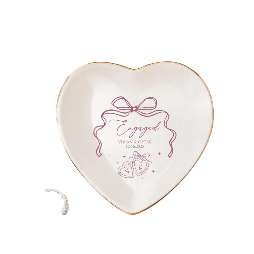 Personalized Engaged Jewelry Dish, Custom Engagement Ring Dish WD0480