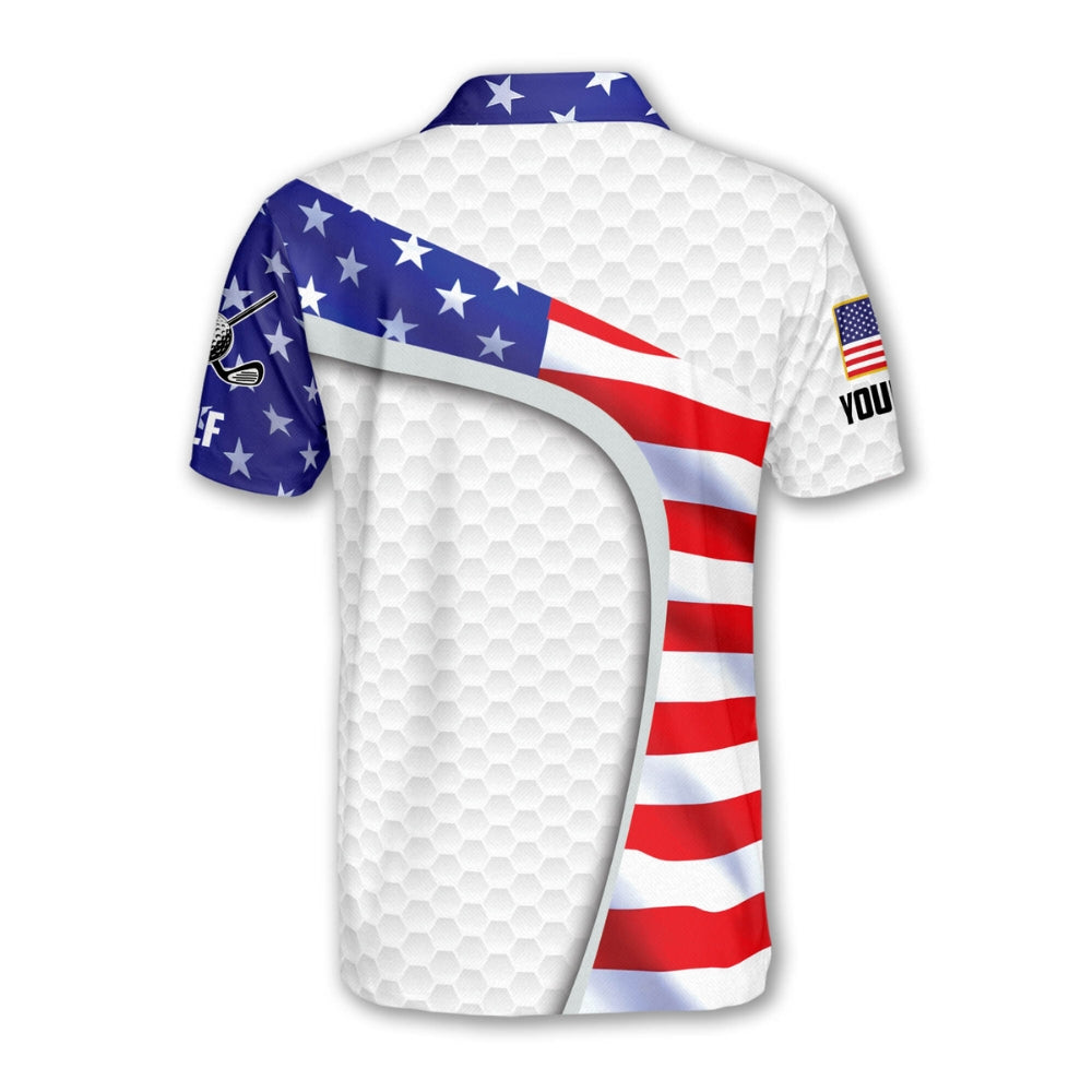 Man And Beer Custom USA Flag Golf Polo Shirt Men, Custom 4th Of July Golf Shirts GB0015