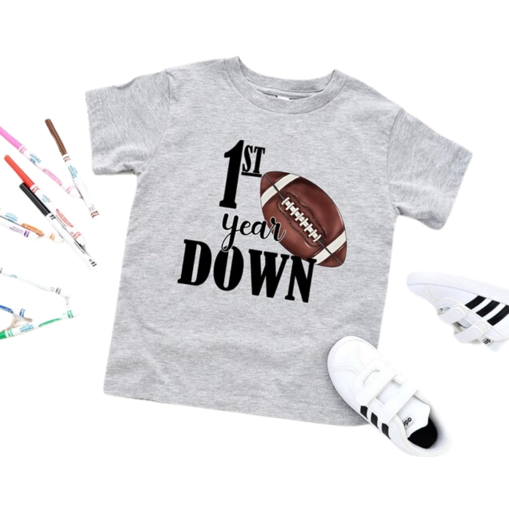 1st Year Down Dad Of The Birthday Boy Matching Football First Birthday Family T Shirt, 1st Birthday Football Family Shirts ET1084