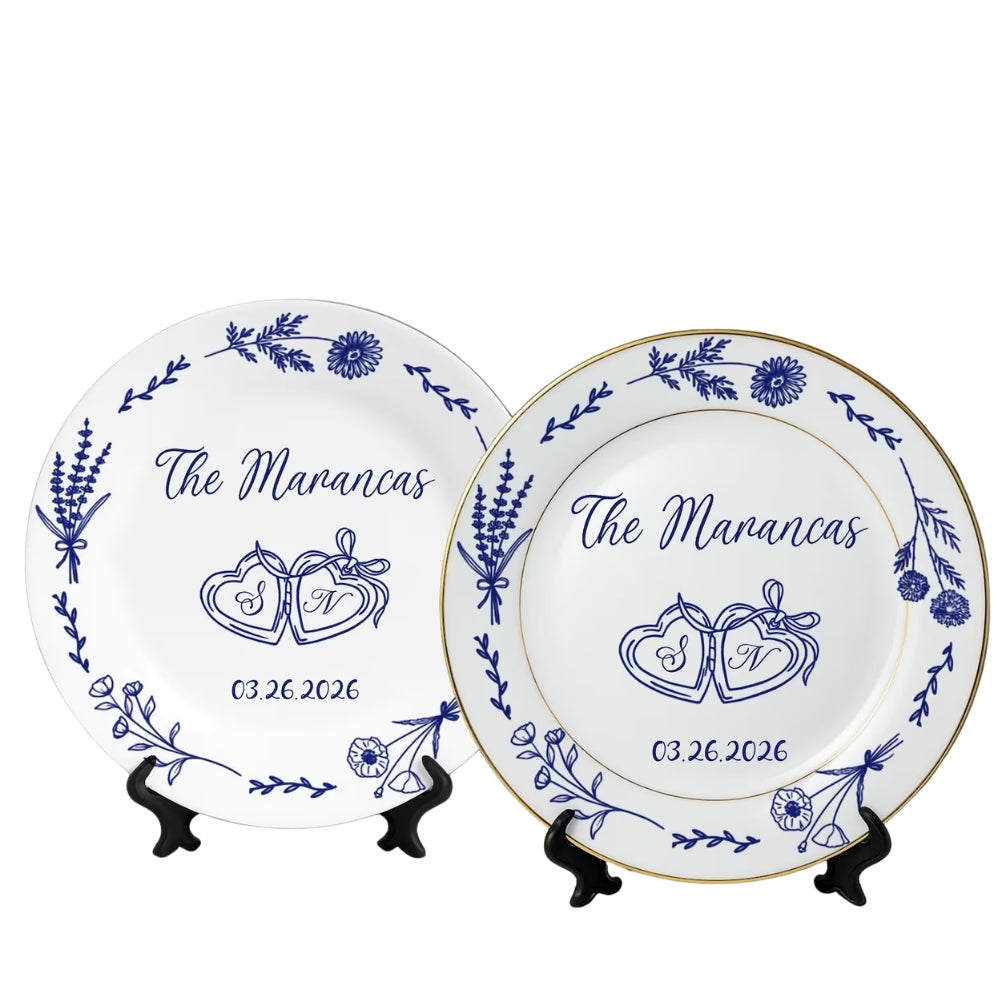 Personalized Last Name Couple Wedding Round Platter, Custom Wedding Plate WD0285
