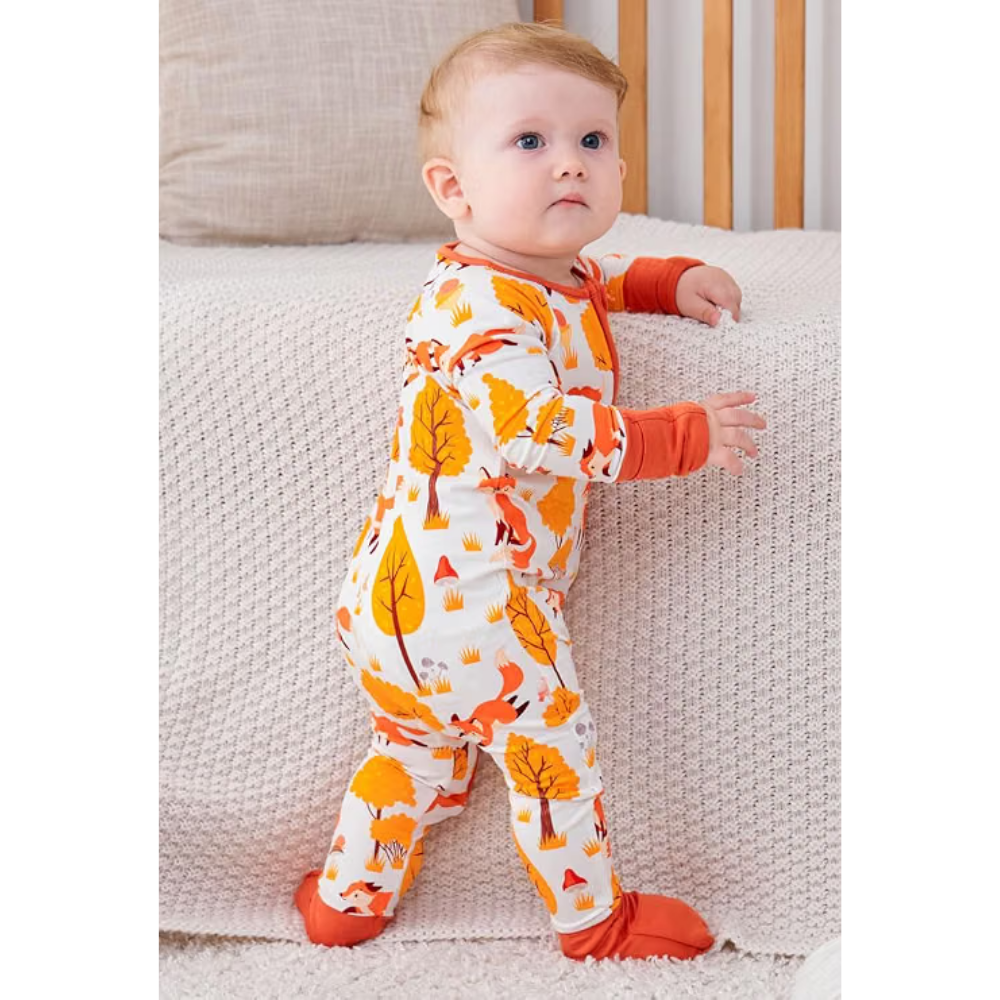 Fox Autumn Baby Convertible Zippy Romper, Fox Fall Convertible Romper For Baby BB0608