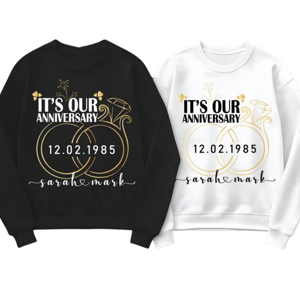 It's Our Anniversary Custom Husband And Wife Matching T Shirts, Personalized Wedding Anniversary Couple Shirts ET0911