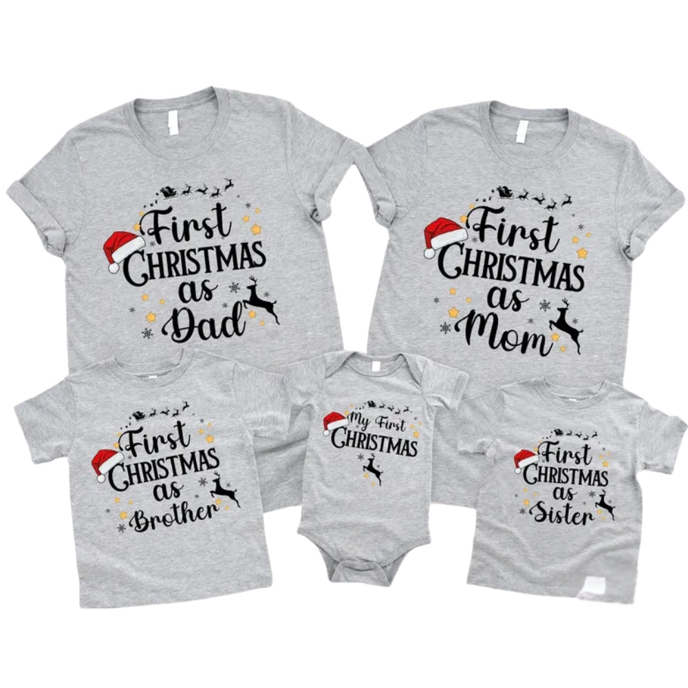 My First Christmas Custom 1st Christmas Matching T Shirt Family, Personalized First Christmas Family Shirts ET1006