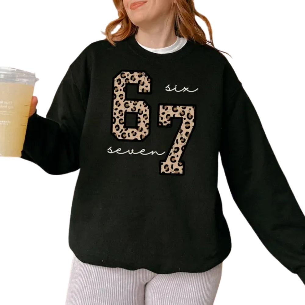 Leopard Six Seven 6 7 Sweatshirt, Funny Sweatshirt 2D0534