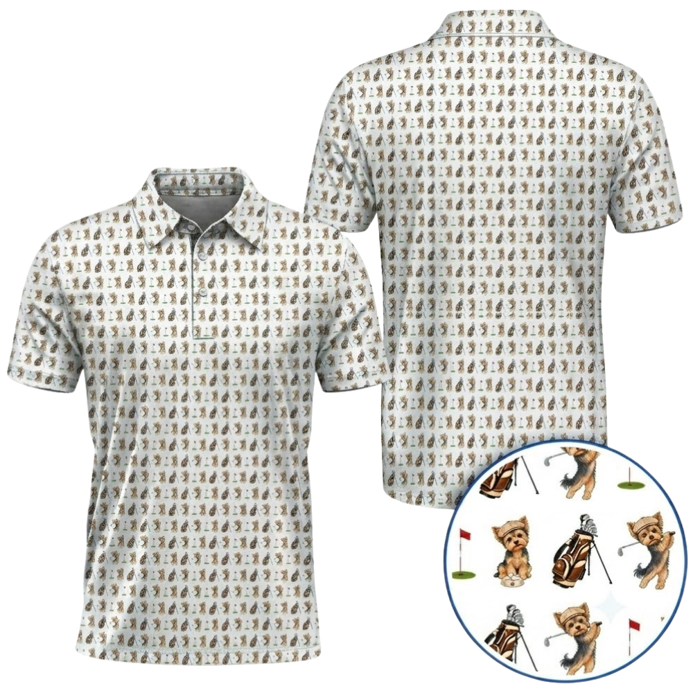 Yorkshire Terrier Cyan Golf Polo Shirt For Men, Yorkshire Terrier Golf Shirt For Dog Lover GZ0383