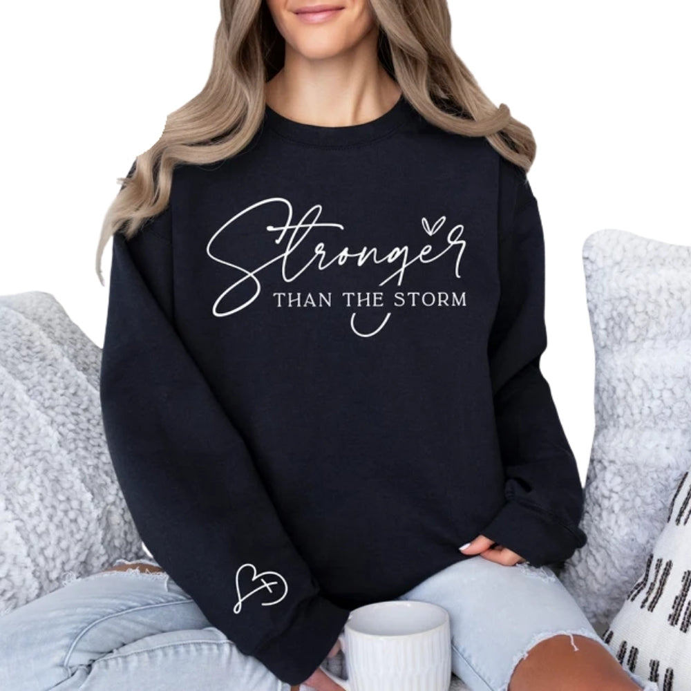 Stronger Than The Storm Sweatshirt, Motivational Mental Health Sweatshirt, Christian Bible Verse Sweatshirt 2D0293